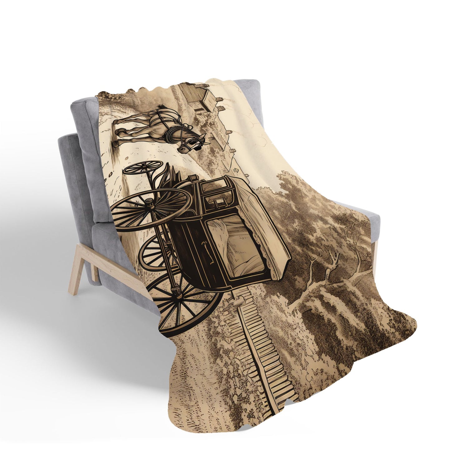 A Horse And His Cart Sherpa Blanket