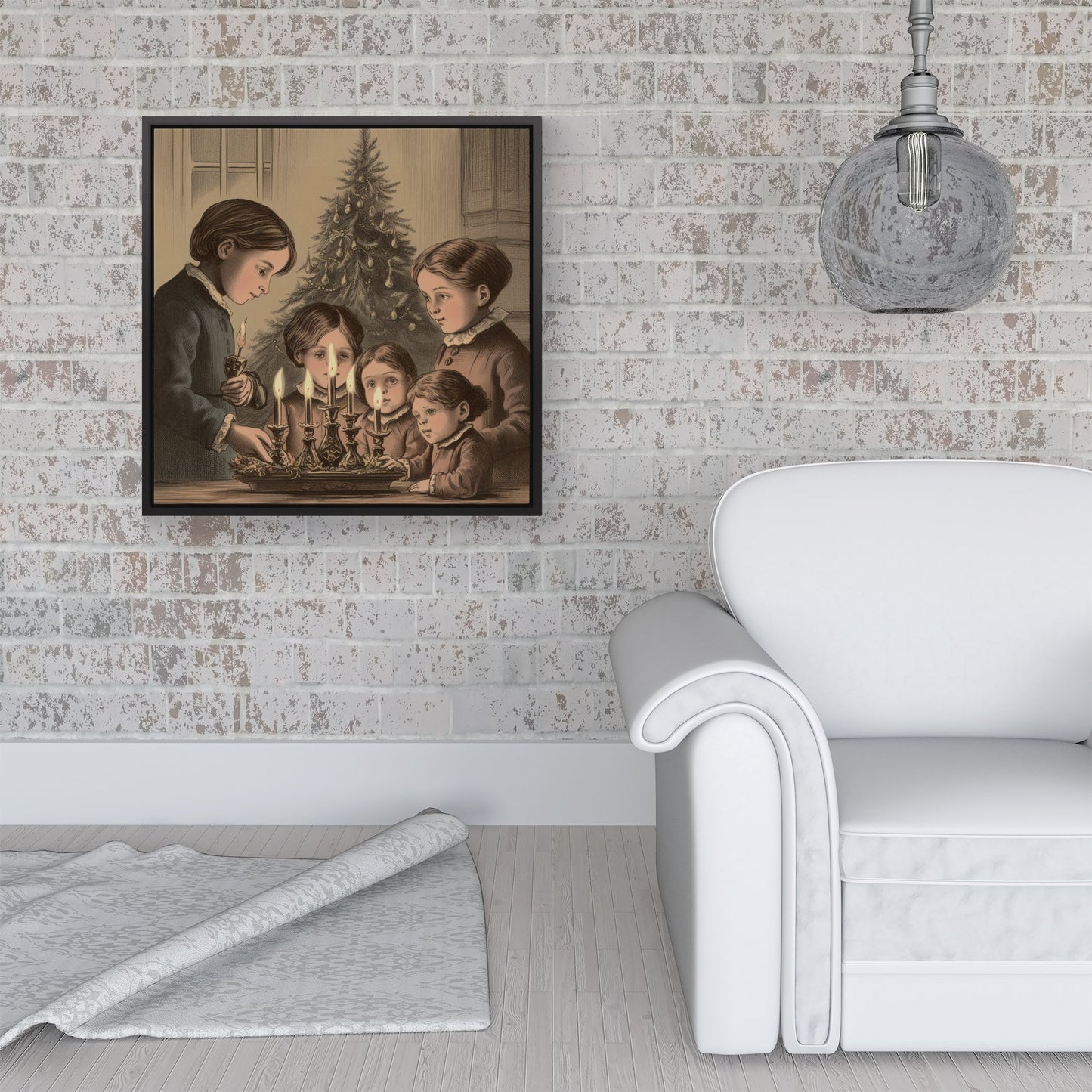 Christmas Candles Framed Canvas