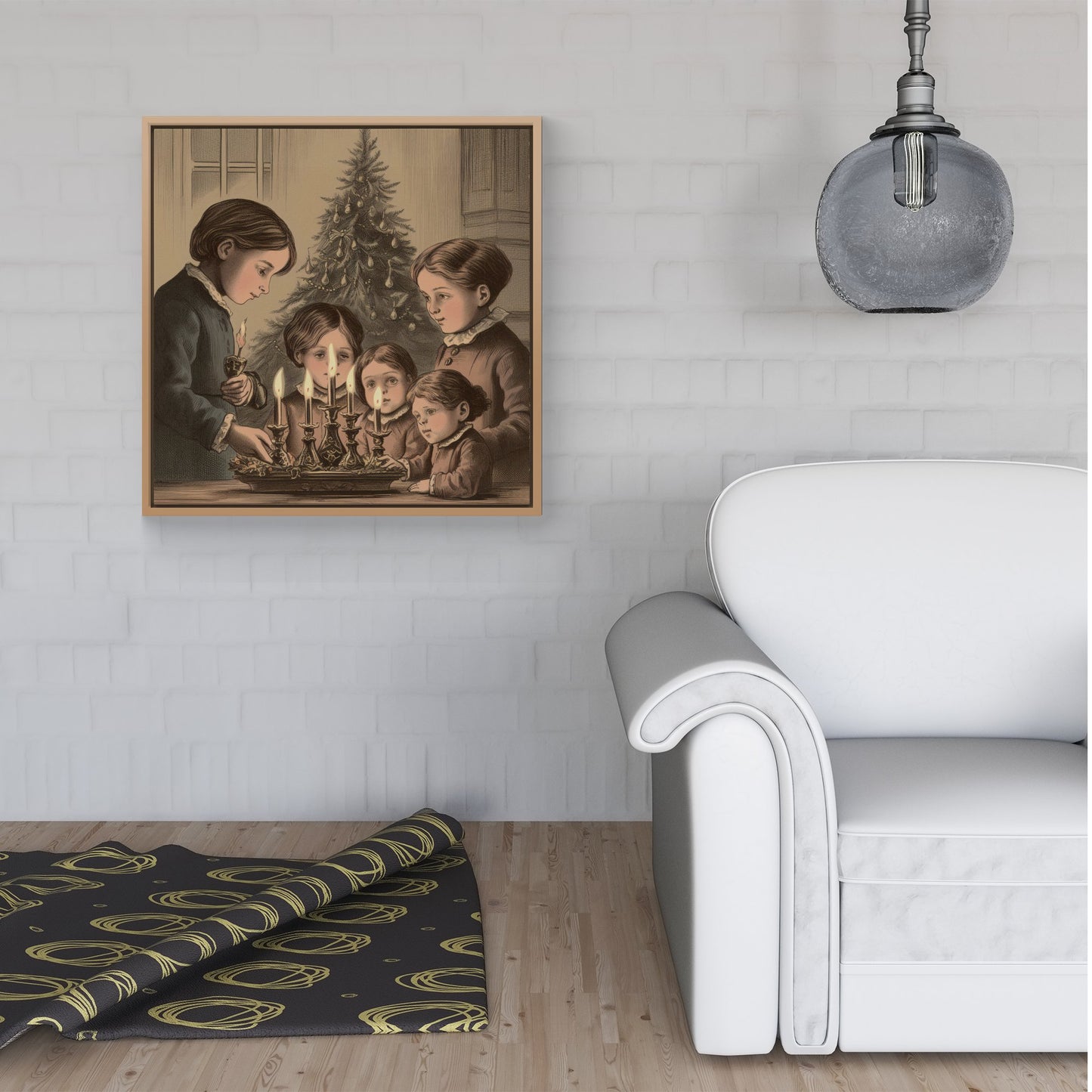 Christmas Candles Framed Canvas