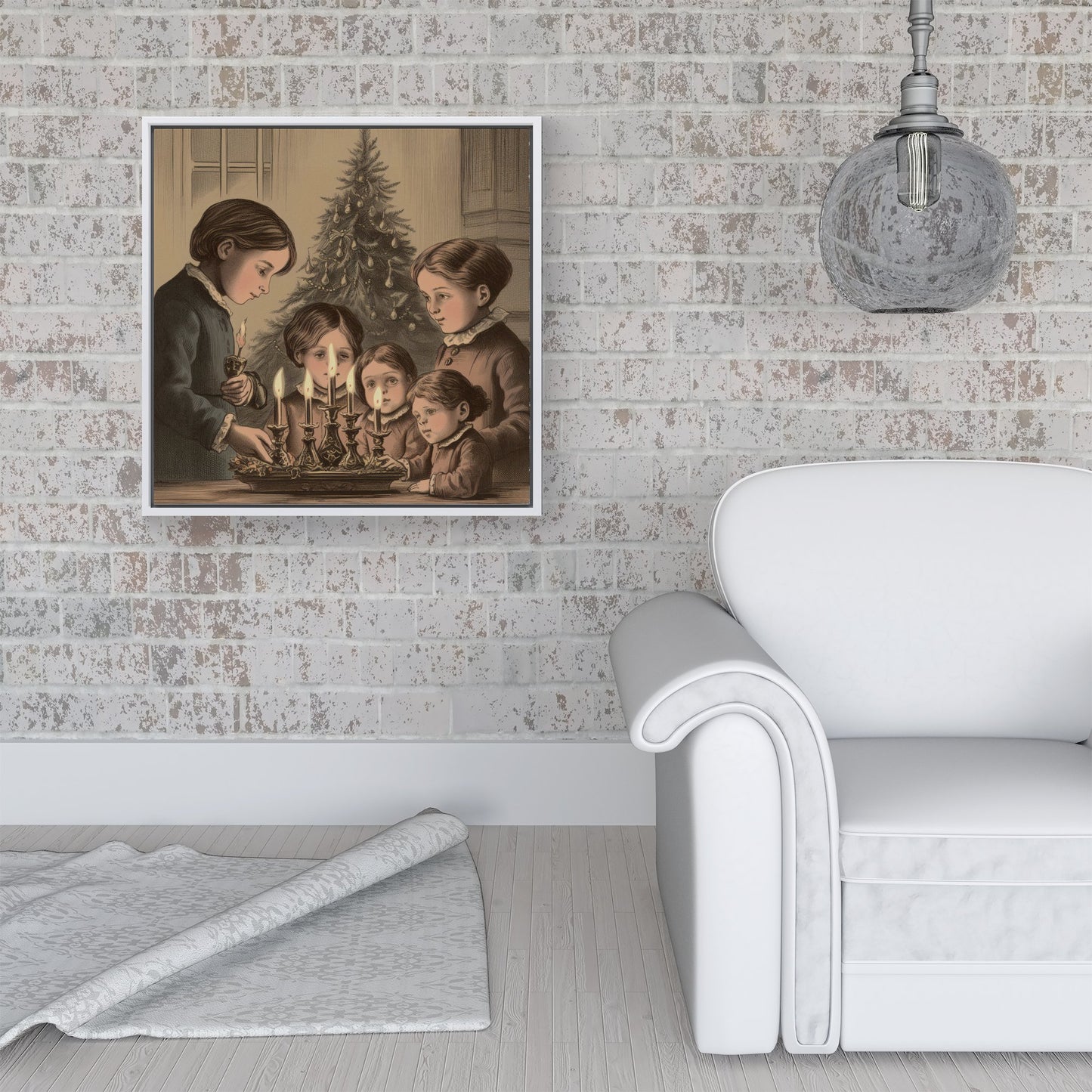 Christmas Candles Framed Canvas