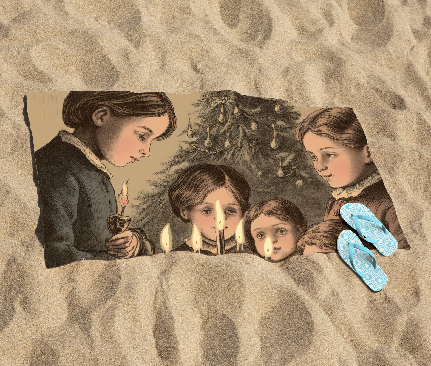 Christmas Candles Beach Towel