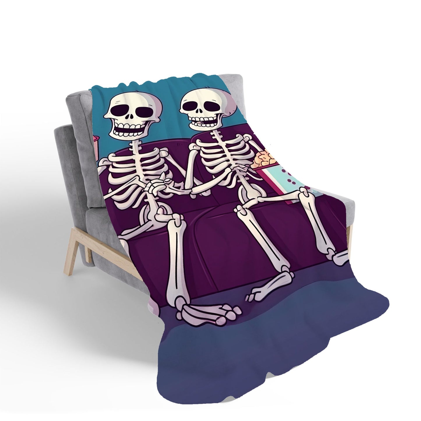 Skeletons At The Cinema Sherpa Blanket