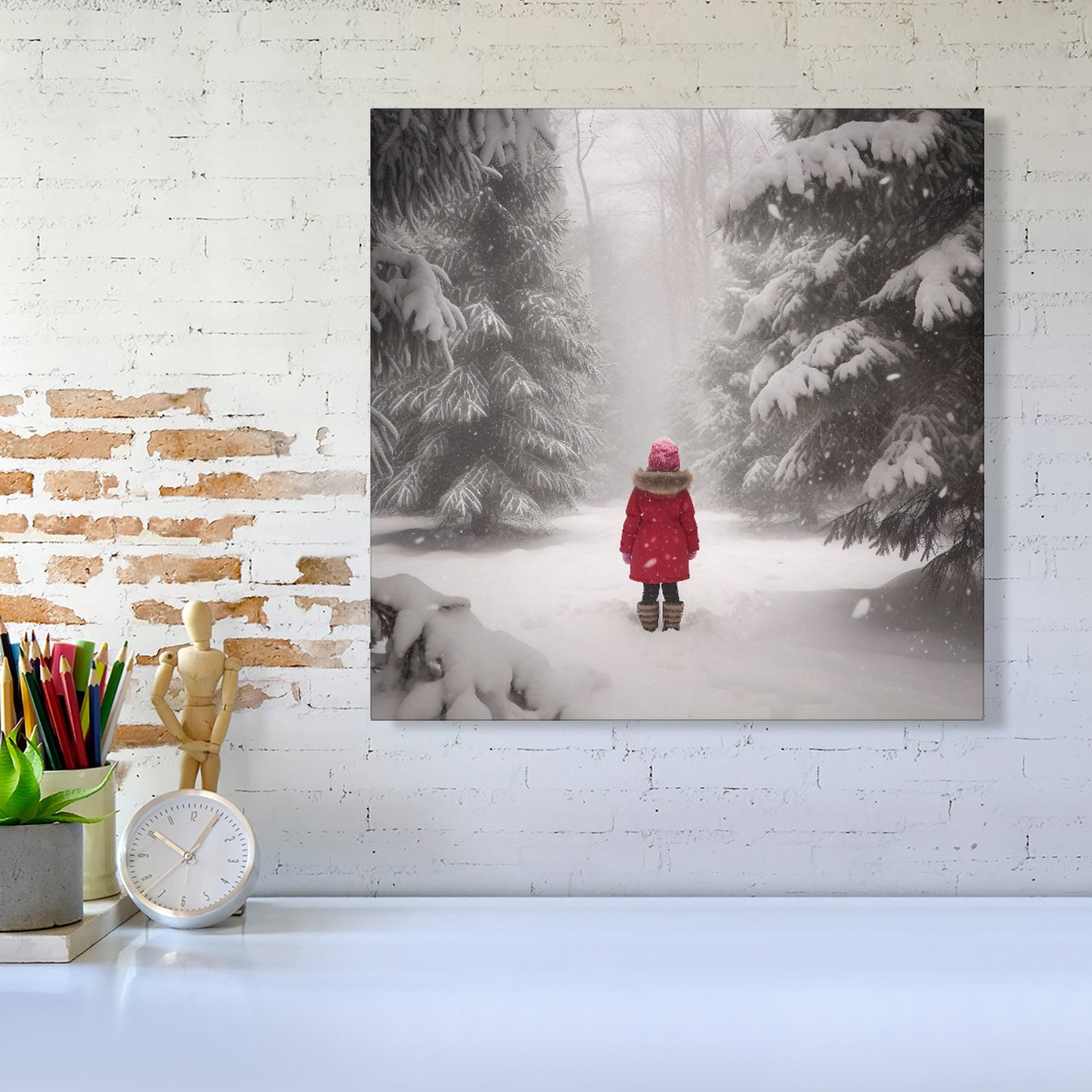Little Girl In The Snow Canvas