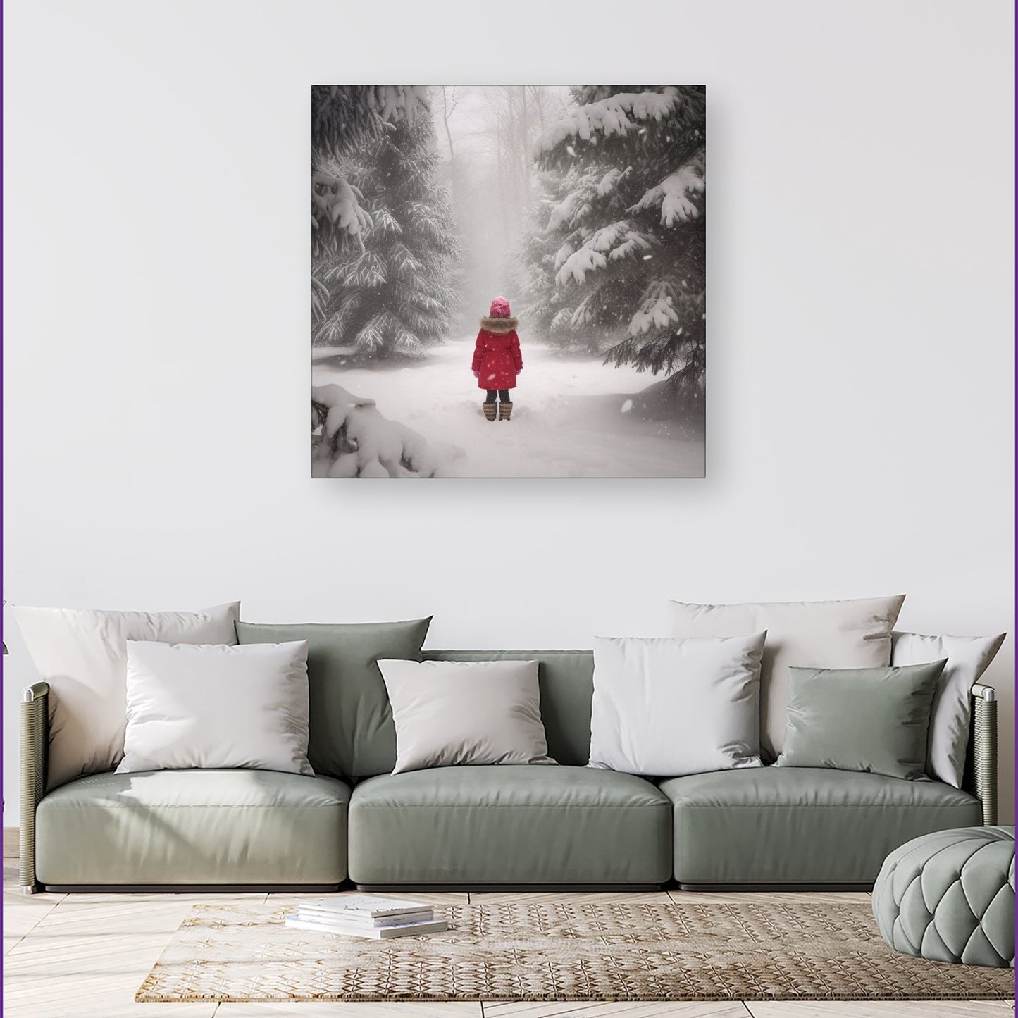 Little Girl In The Snow Canvas