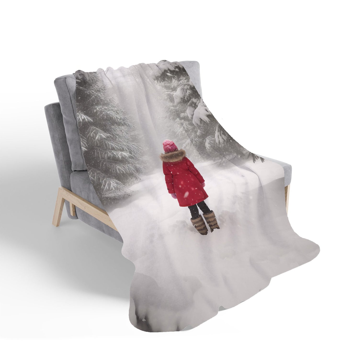 Little Girl In The Snow Sherpa Blanket