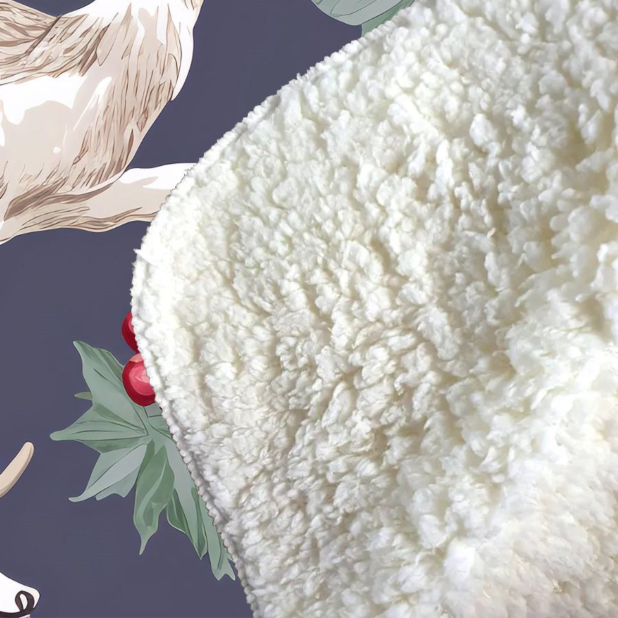 Reindeers And Holly Sherpa Blanket