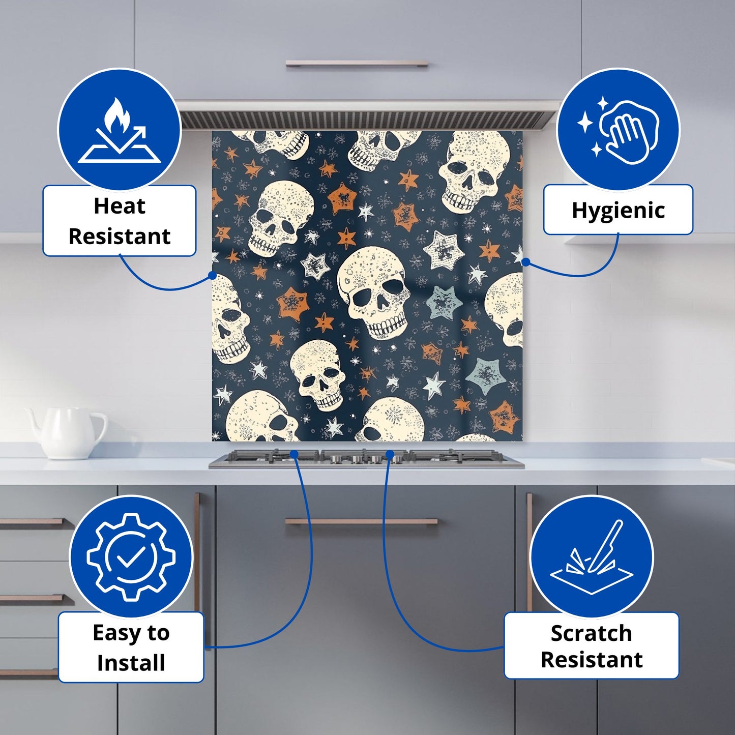 Skulls And Stars Kitchen Splashback