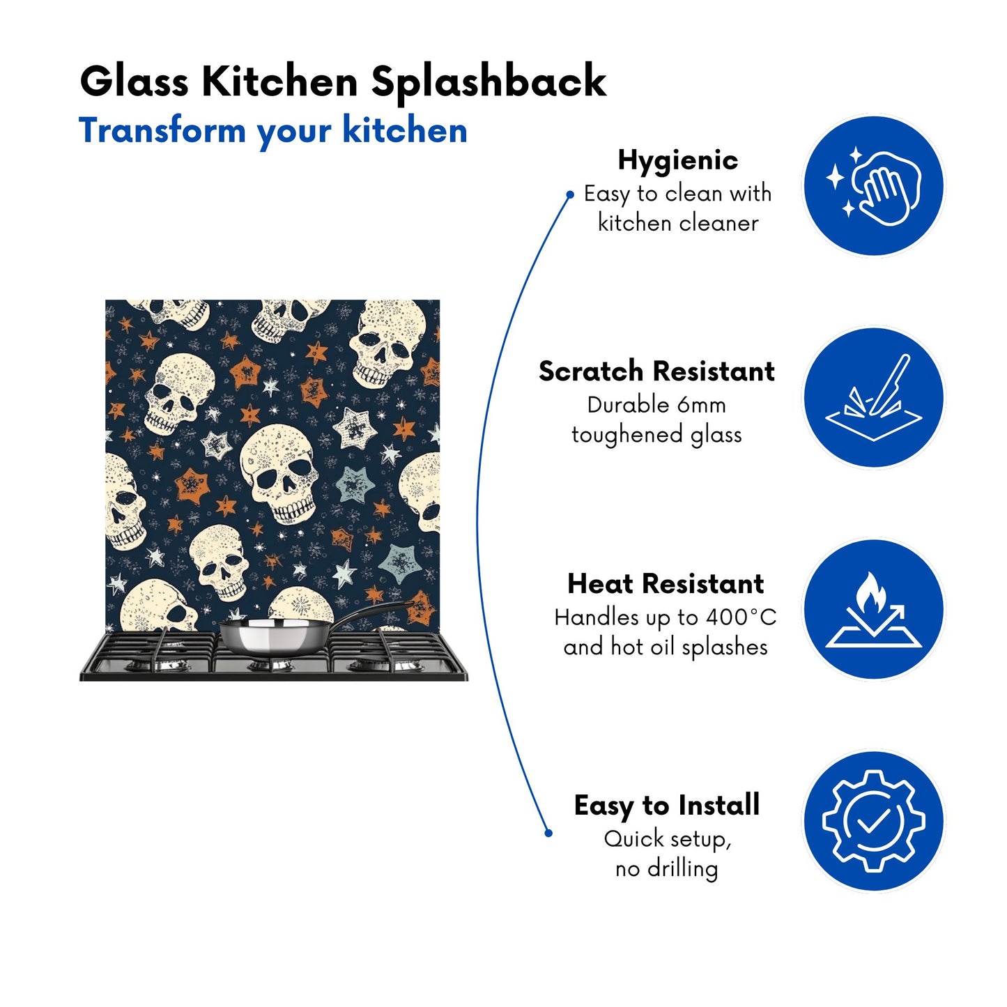 Skulls And Stars Kitchen Splashback