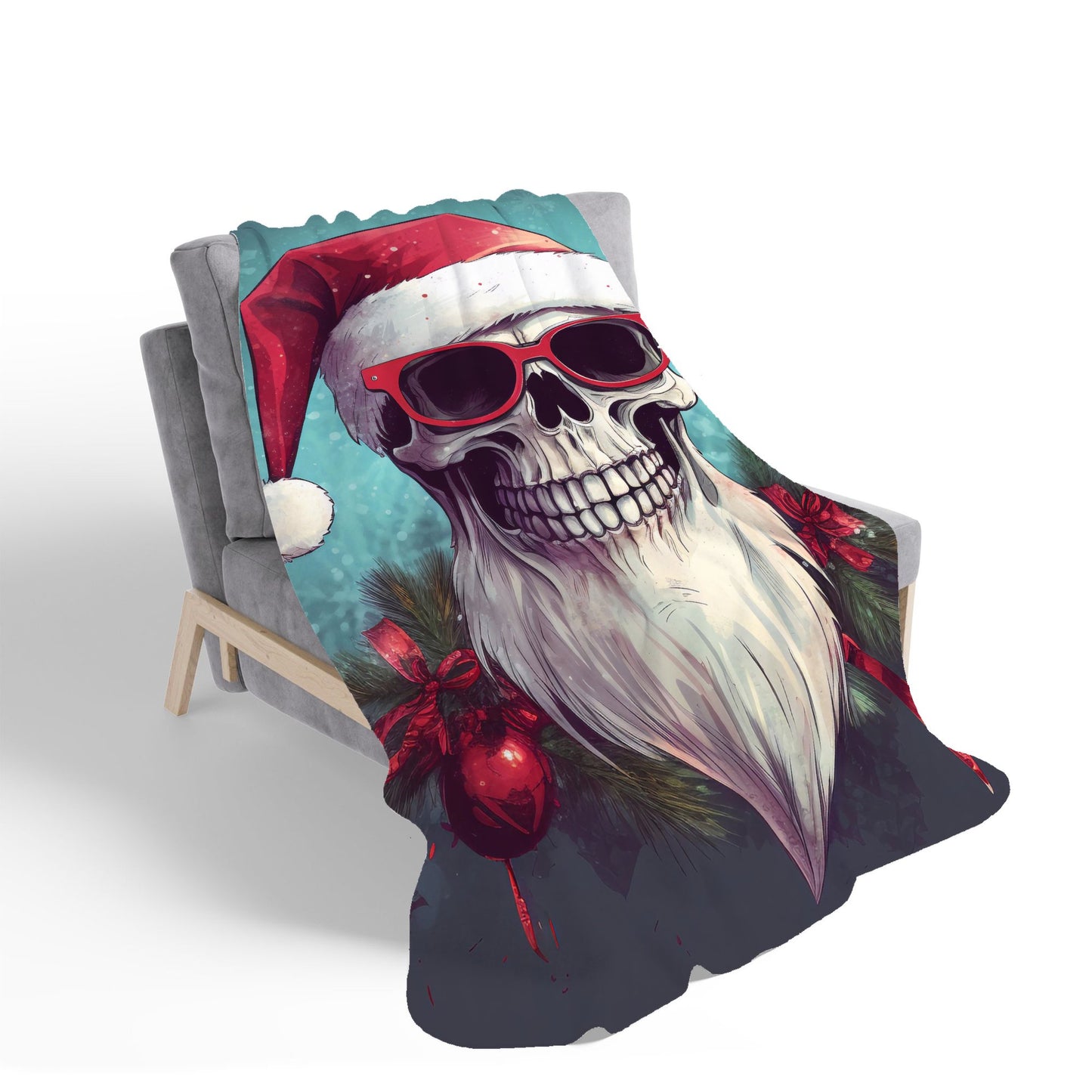 Santa Skull Splashart Sherpa Blanket
