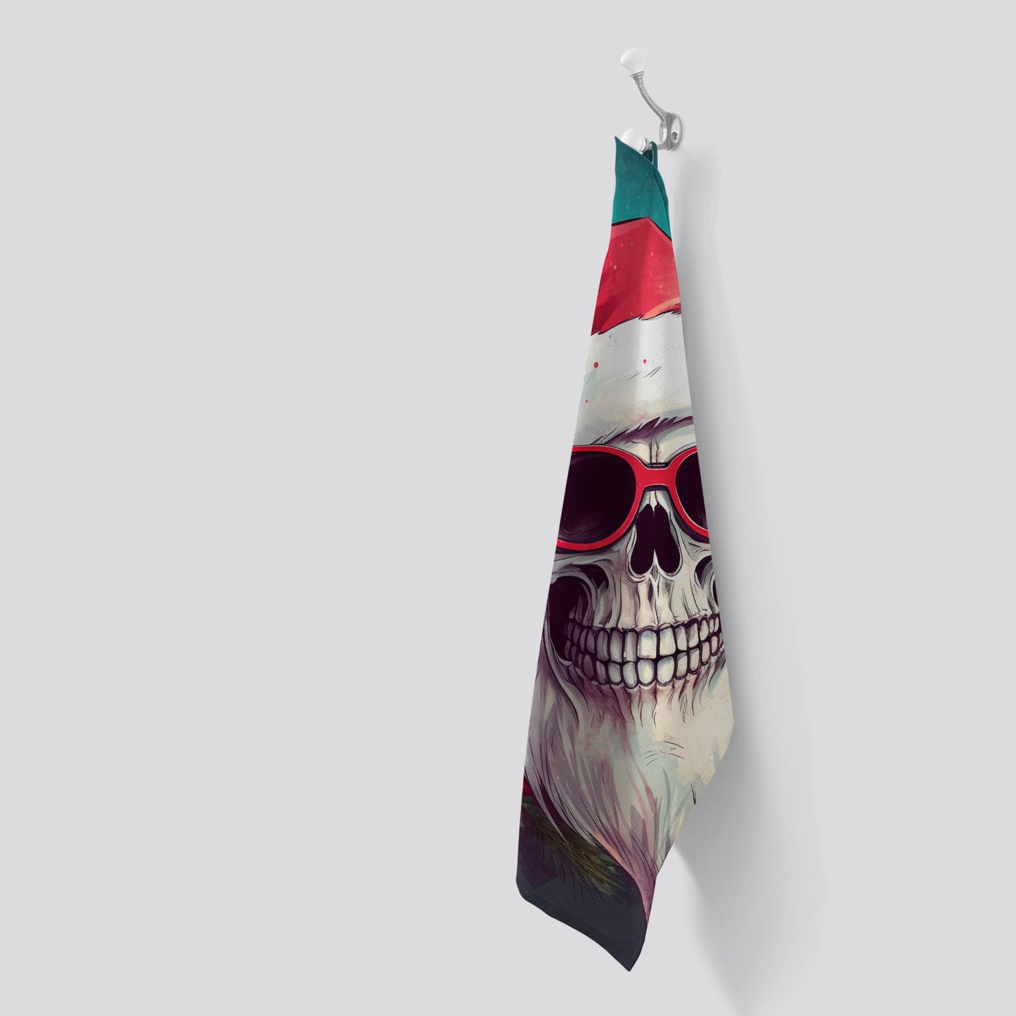 Santa Skull Splashart Tea Towel
