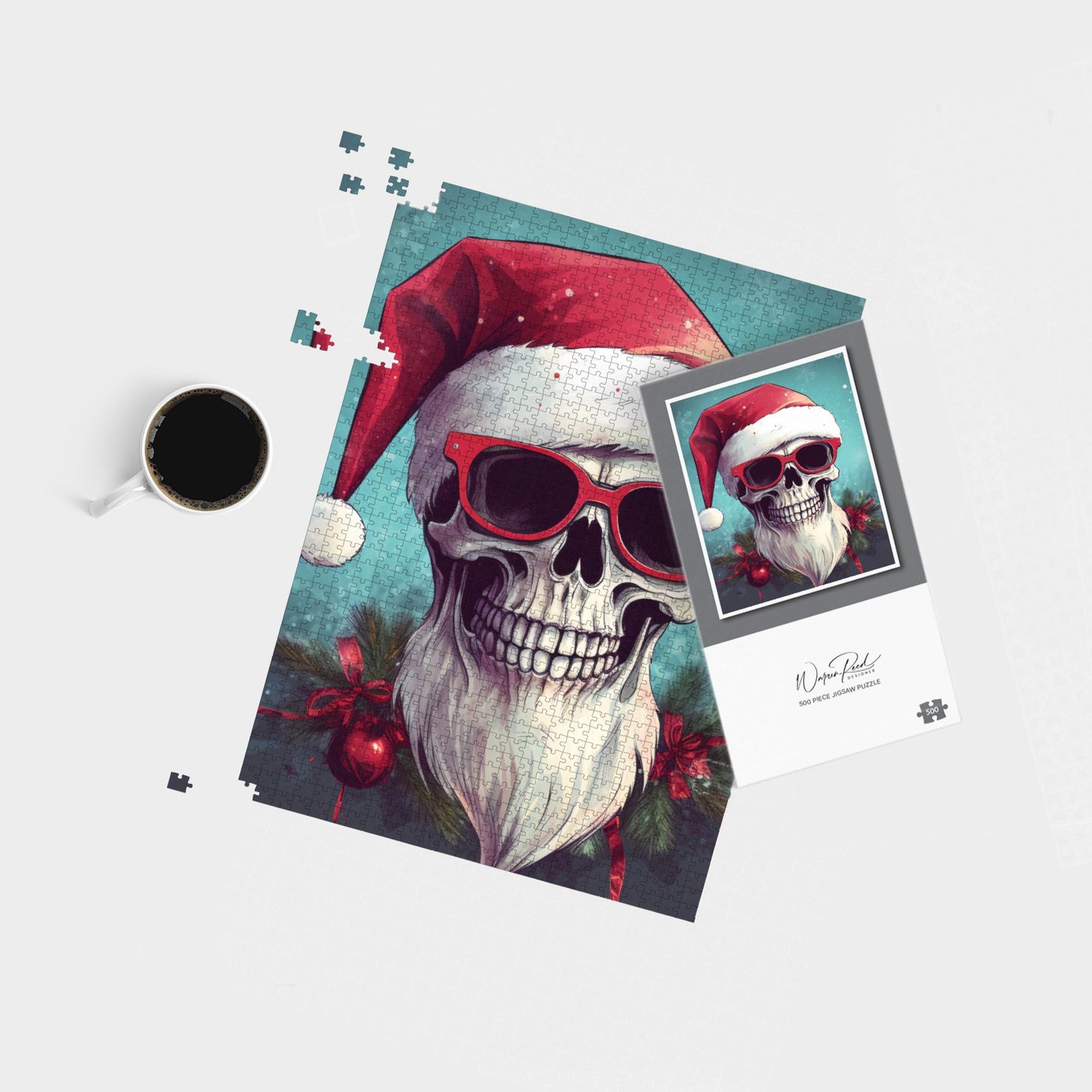 Santa Skull Splashart Jigsaw Puzzle