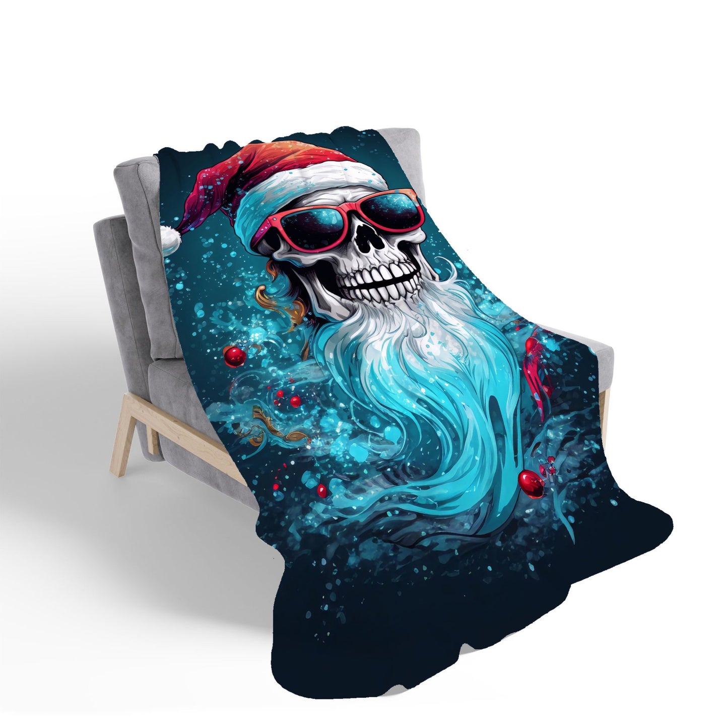 Magical Santa Hat Skull Splashart Sherpa Blanket