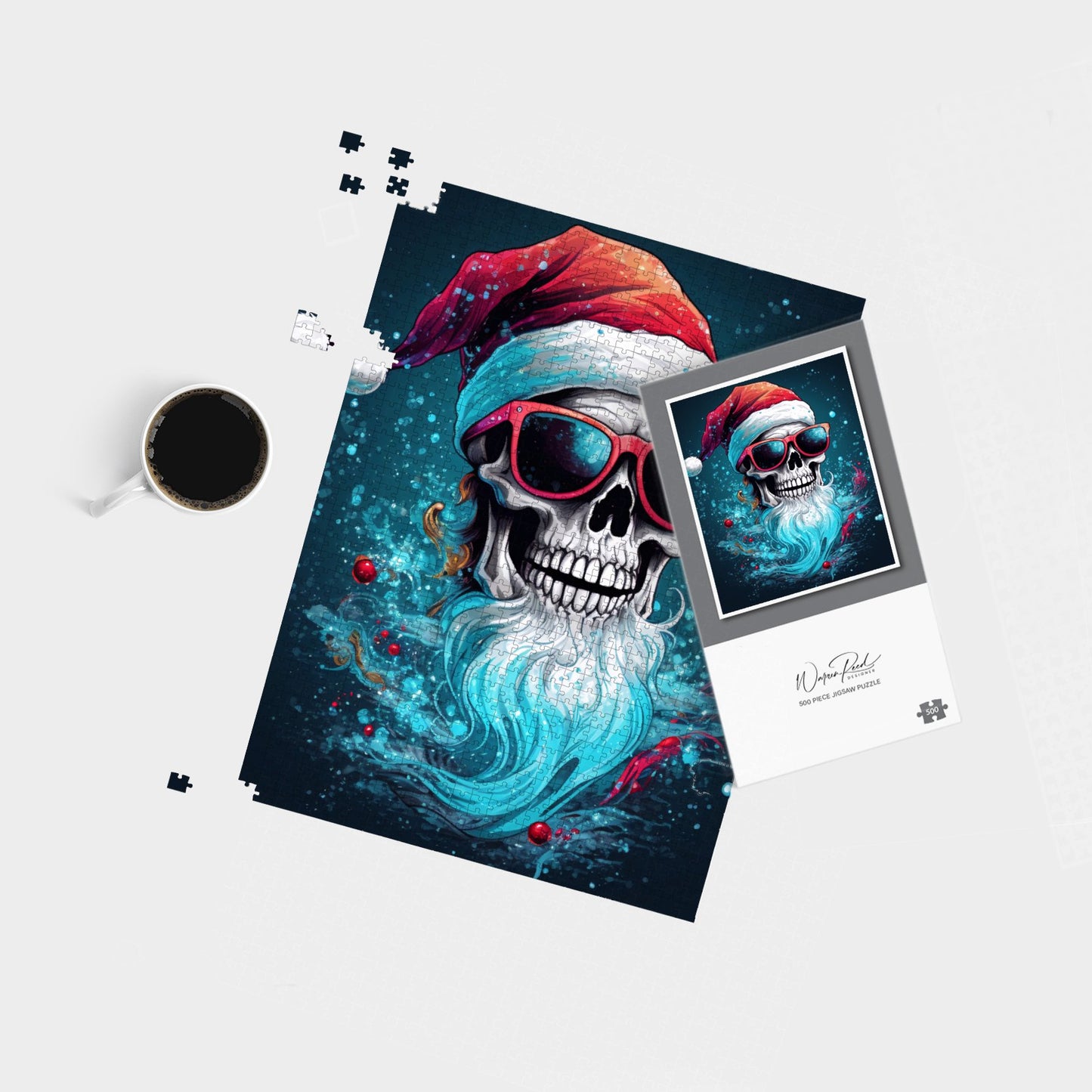 Magical Santa Hat Skull Splashart Jigsaw Puzzle