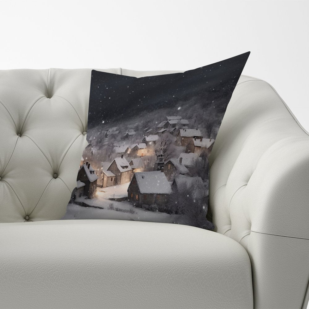 Snowfall Over A Quiet Village Cushions