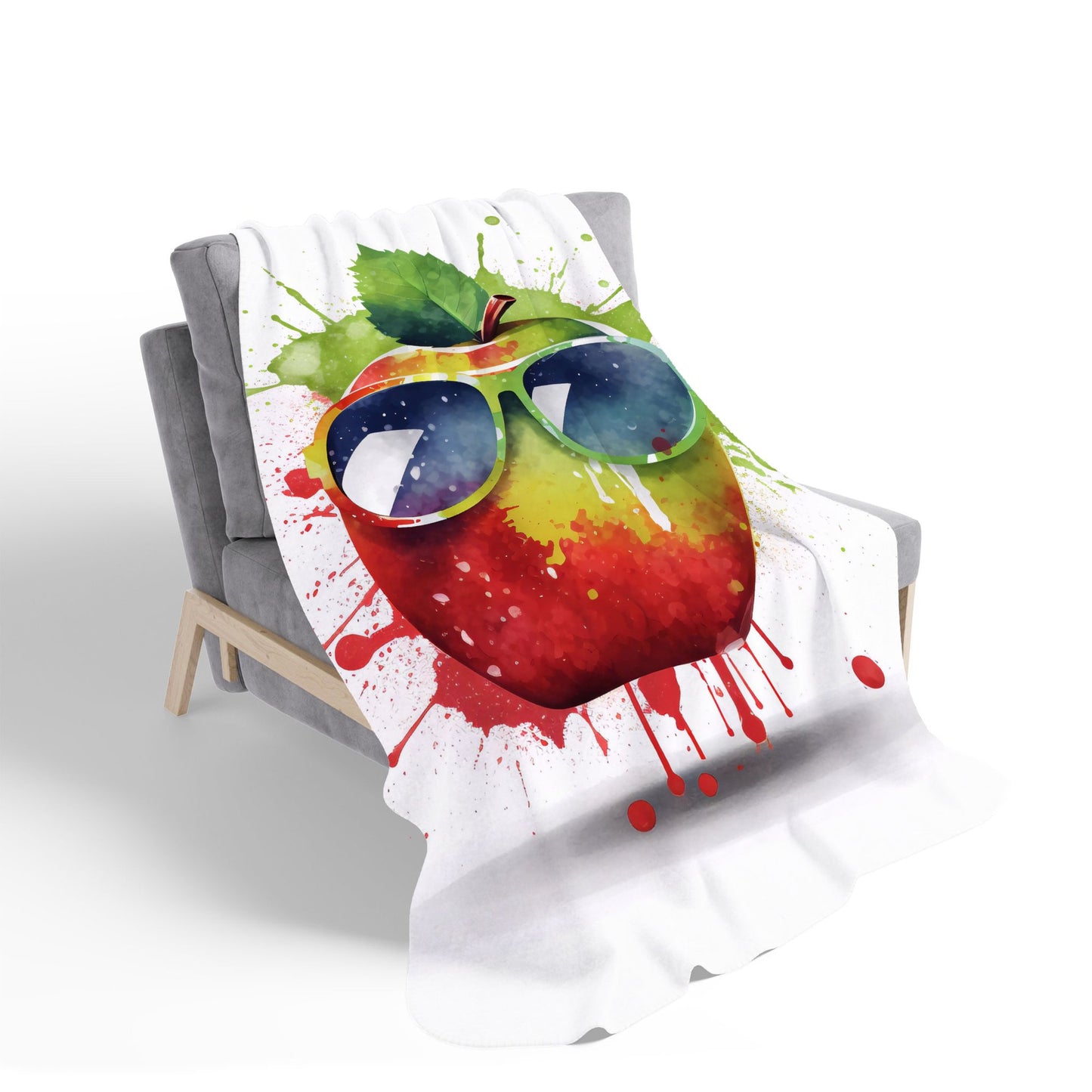 Apple In Glasses Splashart Sherpa Blanket