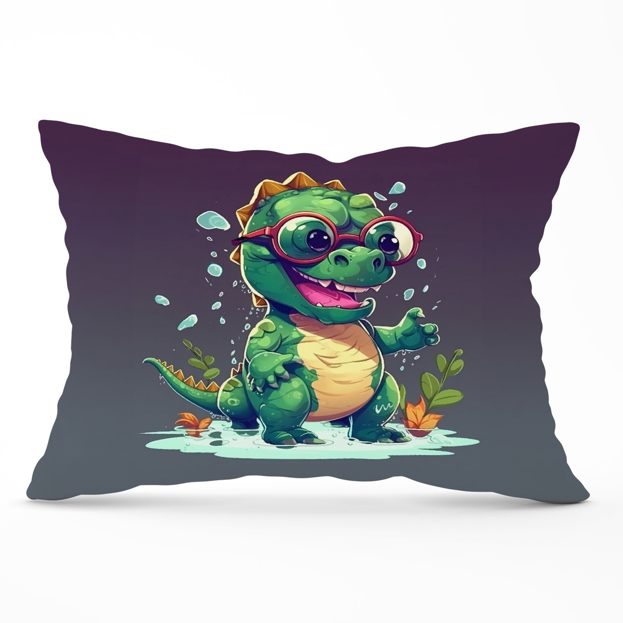 Happy Dino In A Puddle Cushions