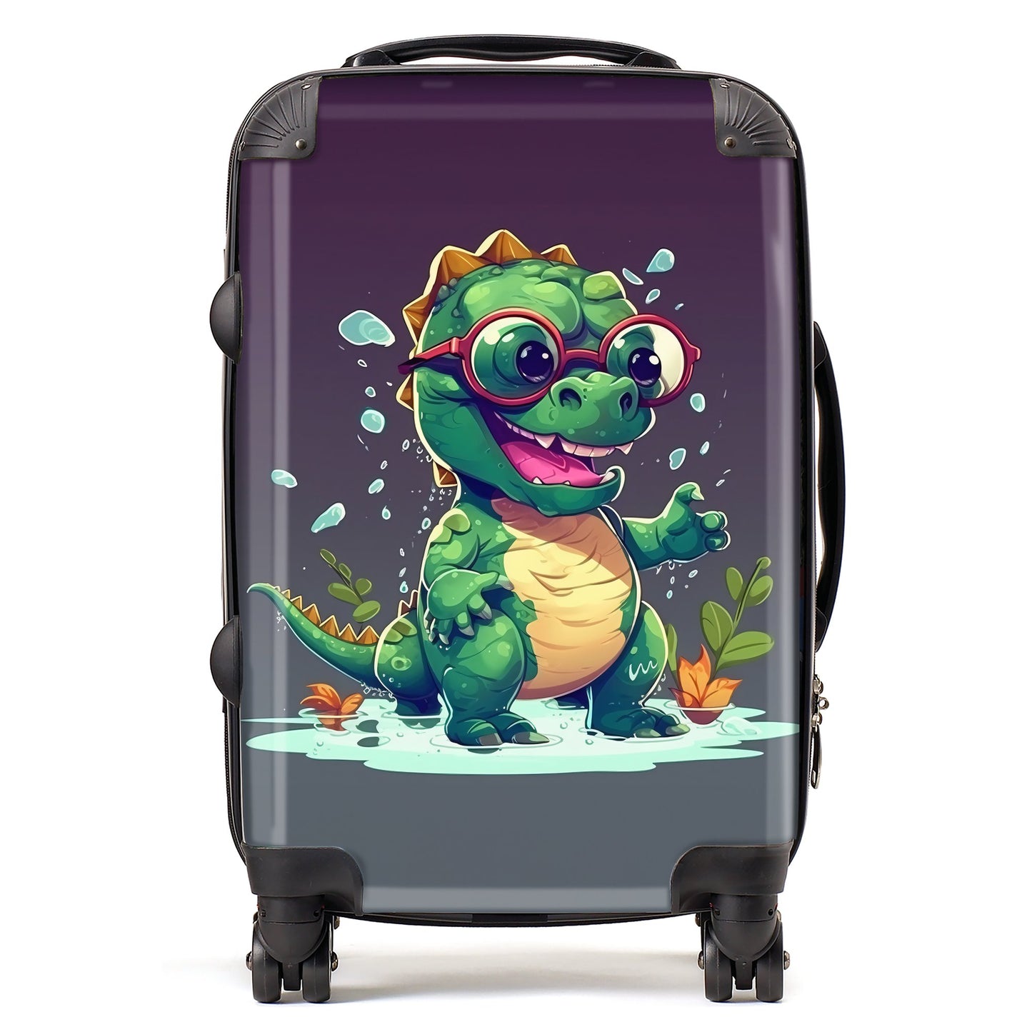 Happy Dino In A Puddle Suitcase