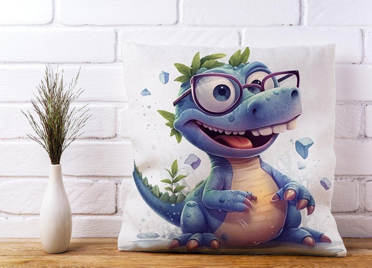 Happy Dinosaur With Glasses Cushions
