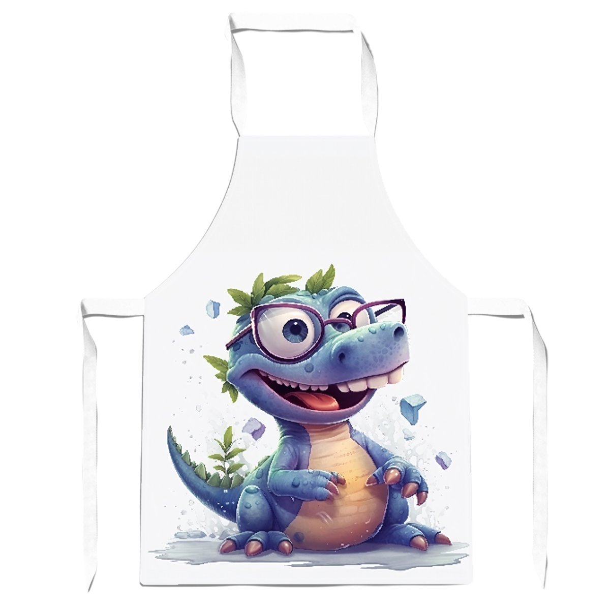 Happy Dinosaur With Glasses Apron