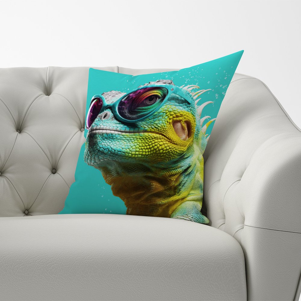 Splashart Iguana Wearing Glasses Cushions