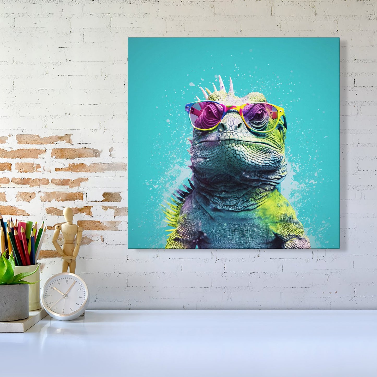 Inquisitive Splashart Iguana Canvas