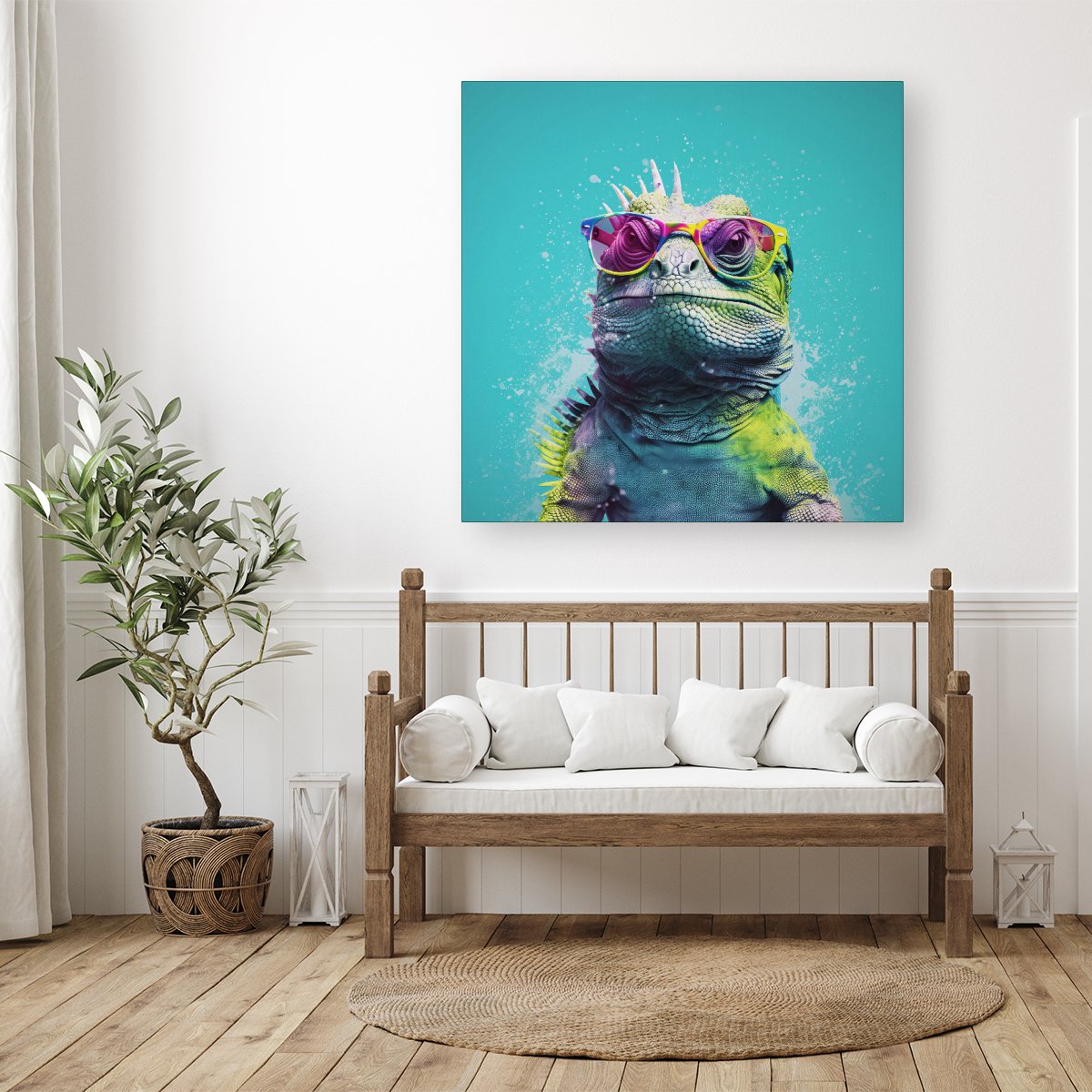 Inquisitive Splashart Iguana Canvas