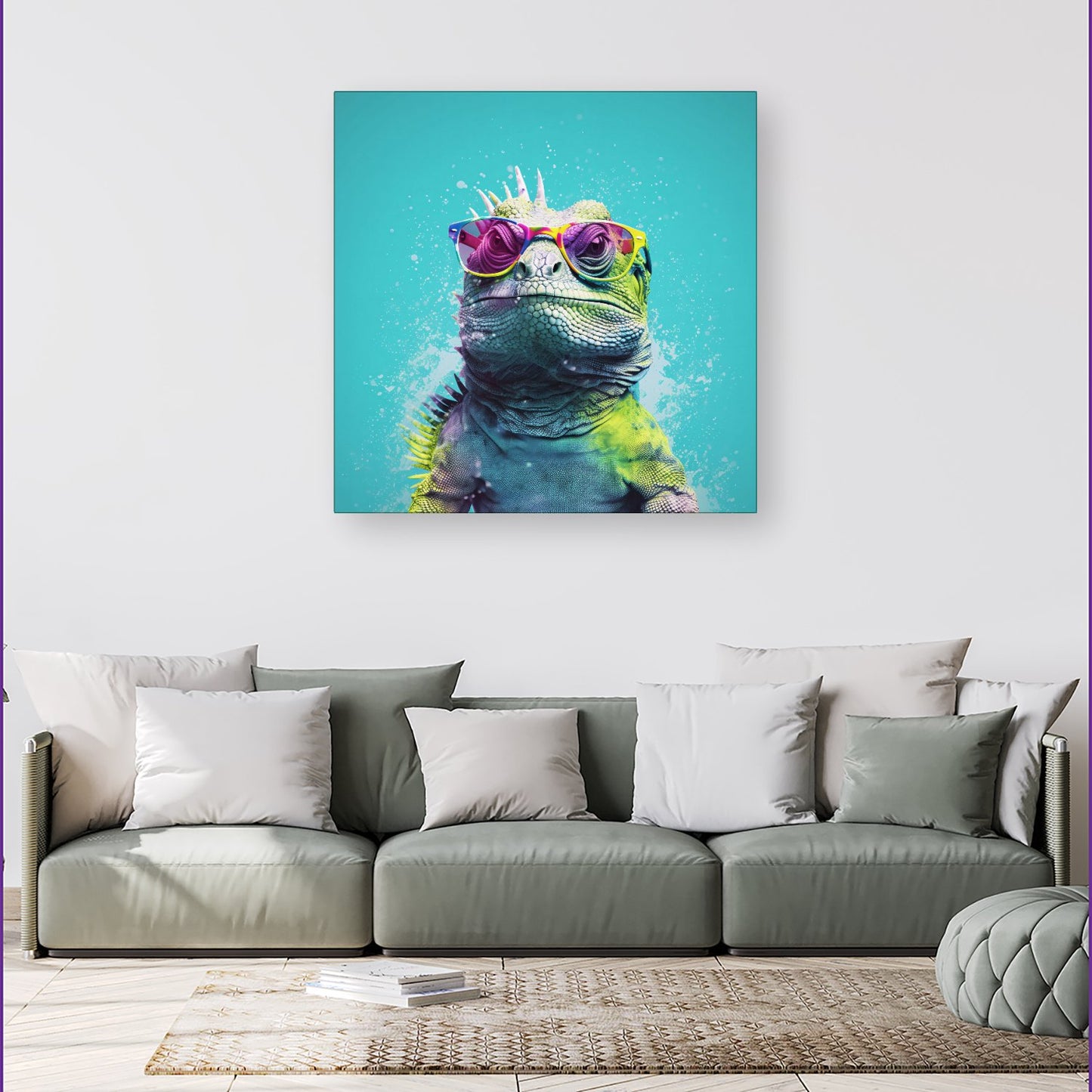 Inquisitive Splashart Iguana Canvas