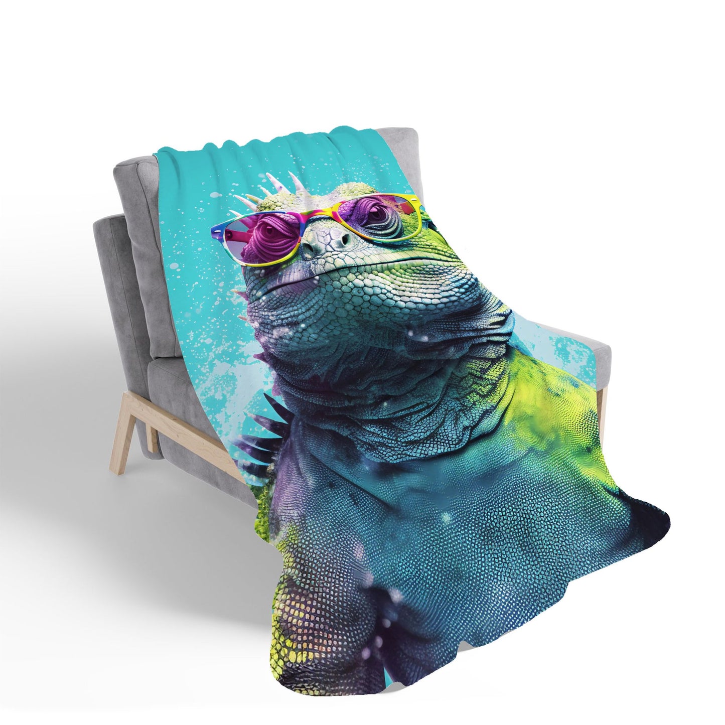 Inquisitive Splashart Iguana Sherpa Blanket