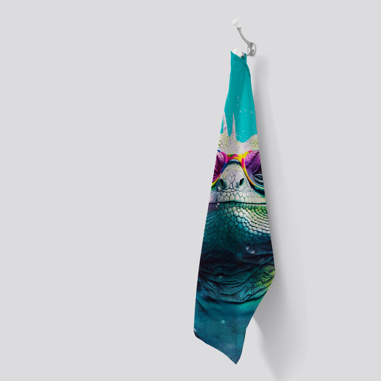 Inquisitive Splashart Iguana Tea Towel