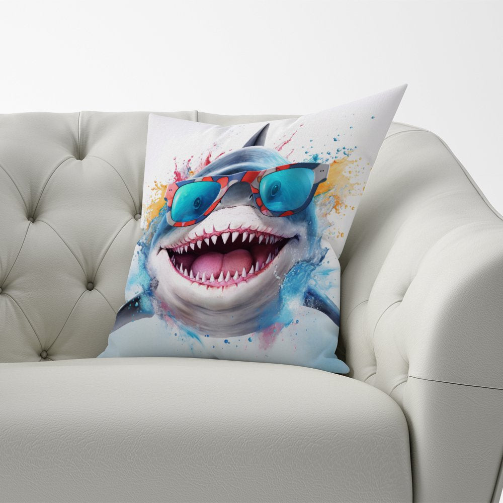 Splashart Shark In Glasses Cushions