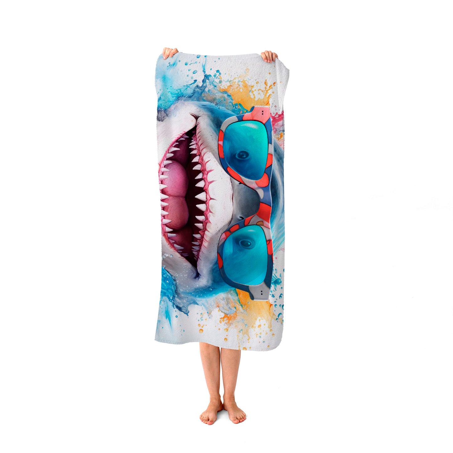 Splashart Shark In Glasses Beach Towel