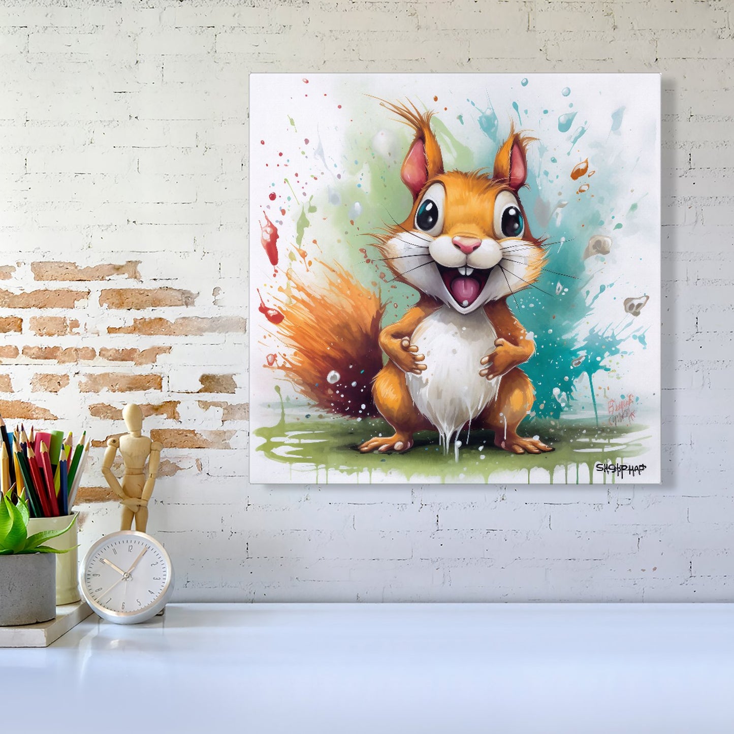 Happy Splashart Squirrel Canvas