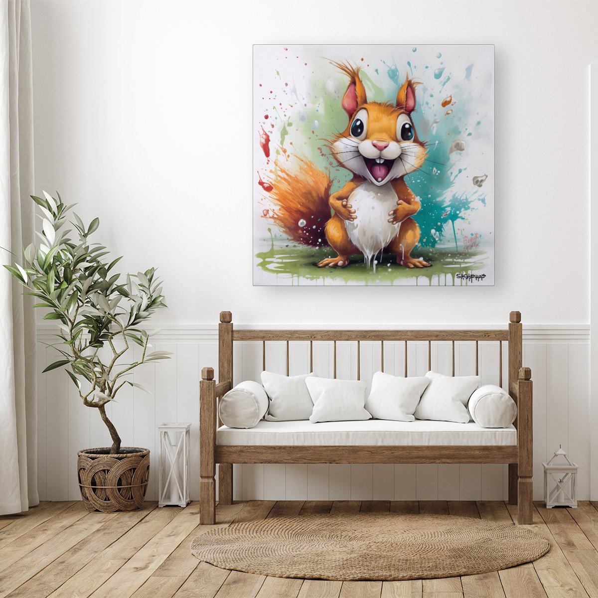 Happy Splashart Squirrel Canvas