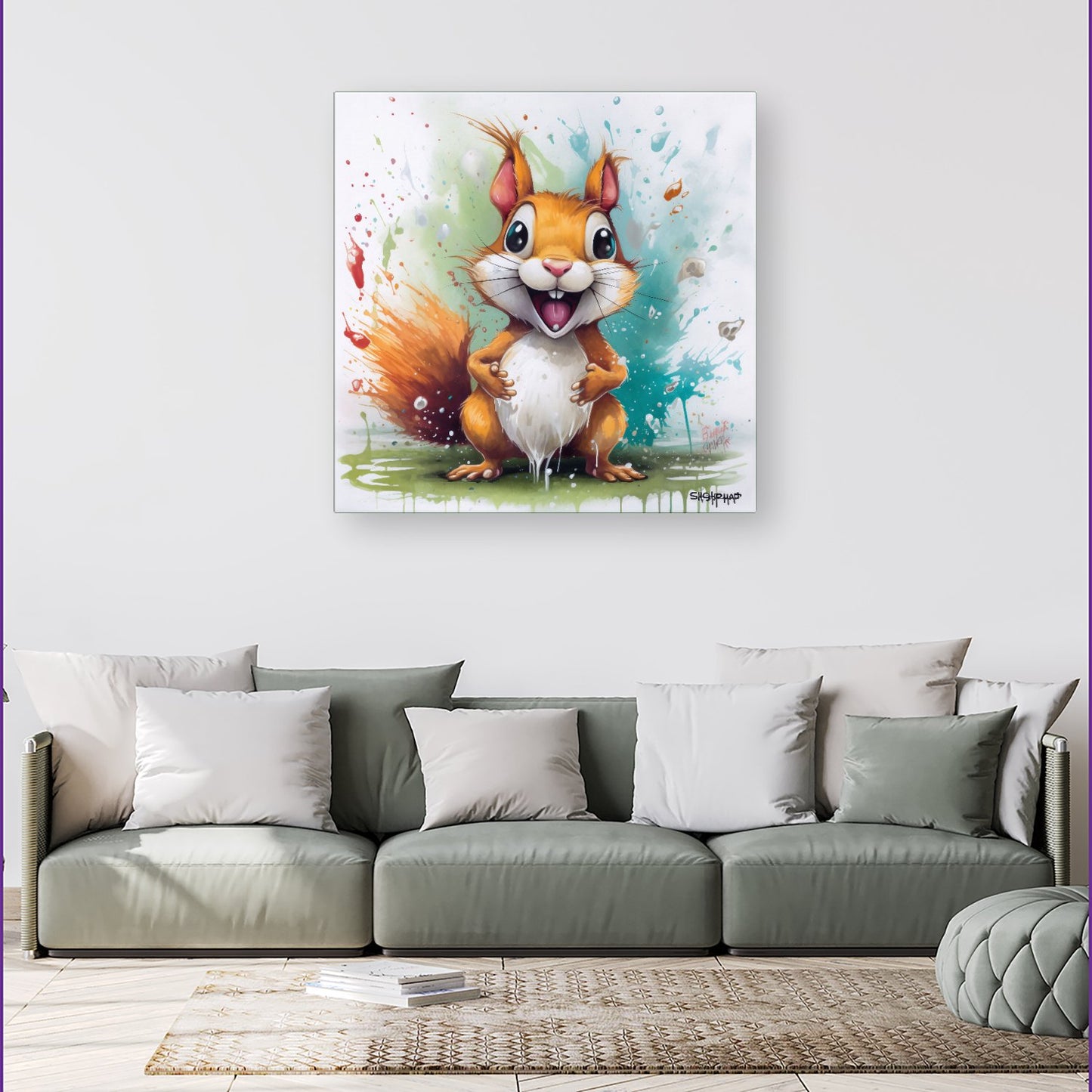 Happy Splashart Squirrel Canvas