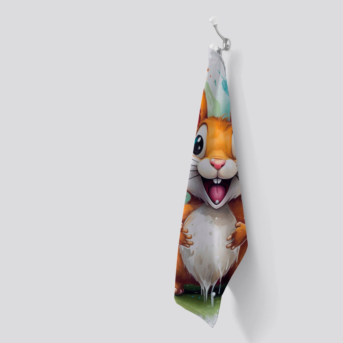 Happy Splashart Squirrel Tea Towel