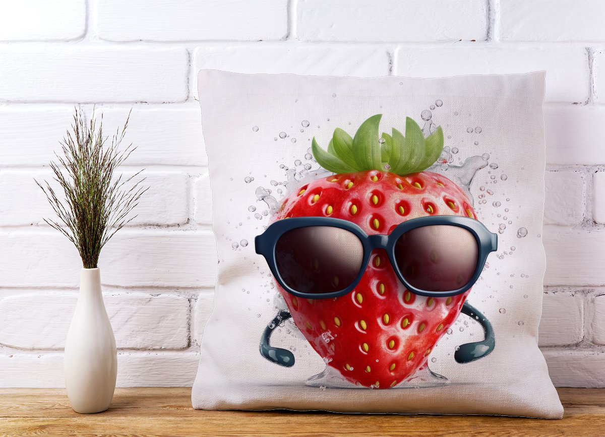Strawberry In Glasses Cushions