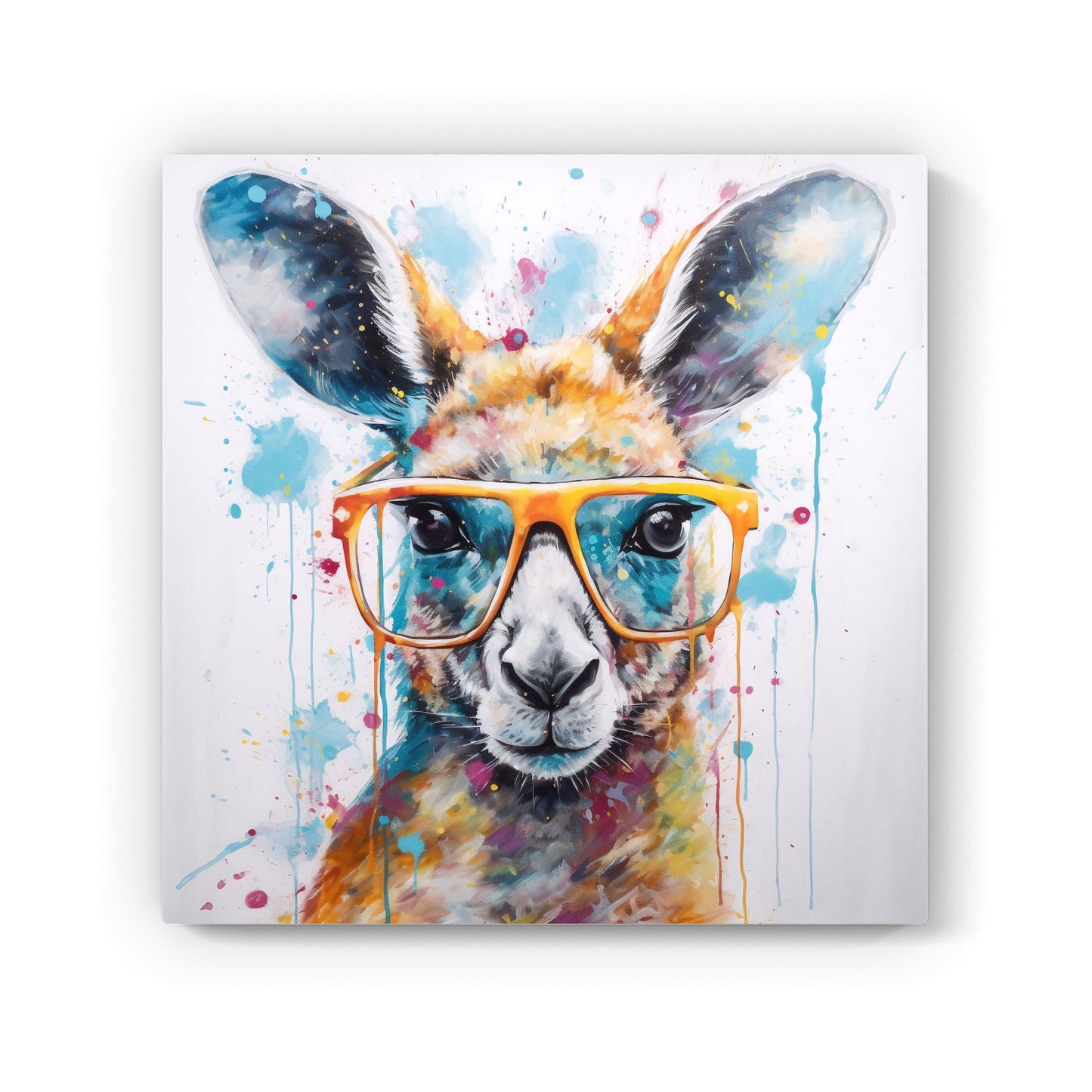 Splashart Kangaroo In Glasses Canvas