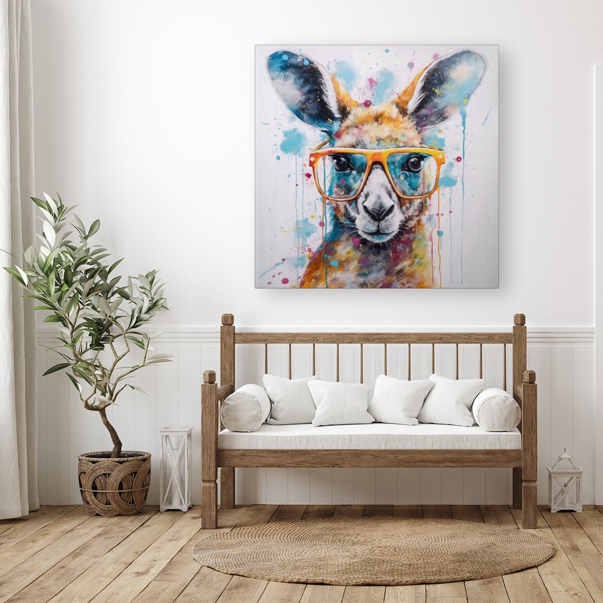 Splashart Kangaroo In Glasses Canvas