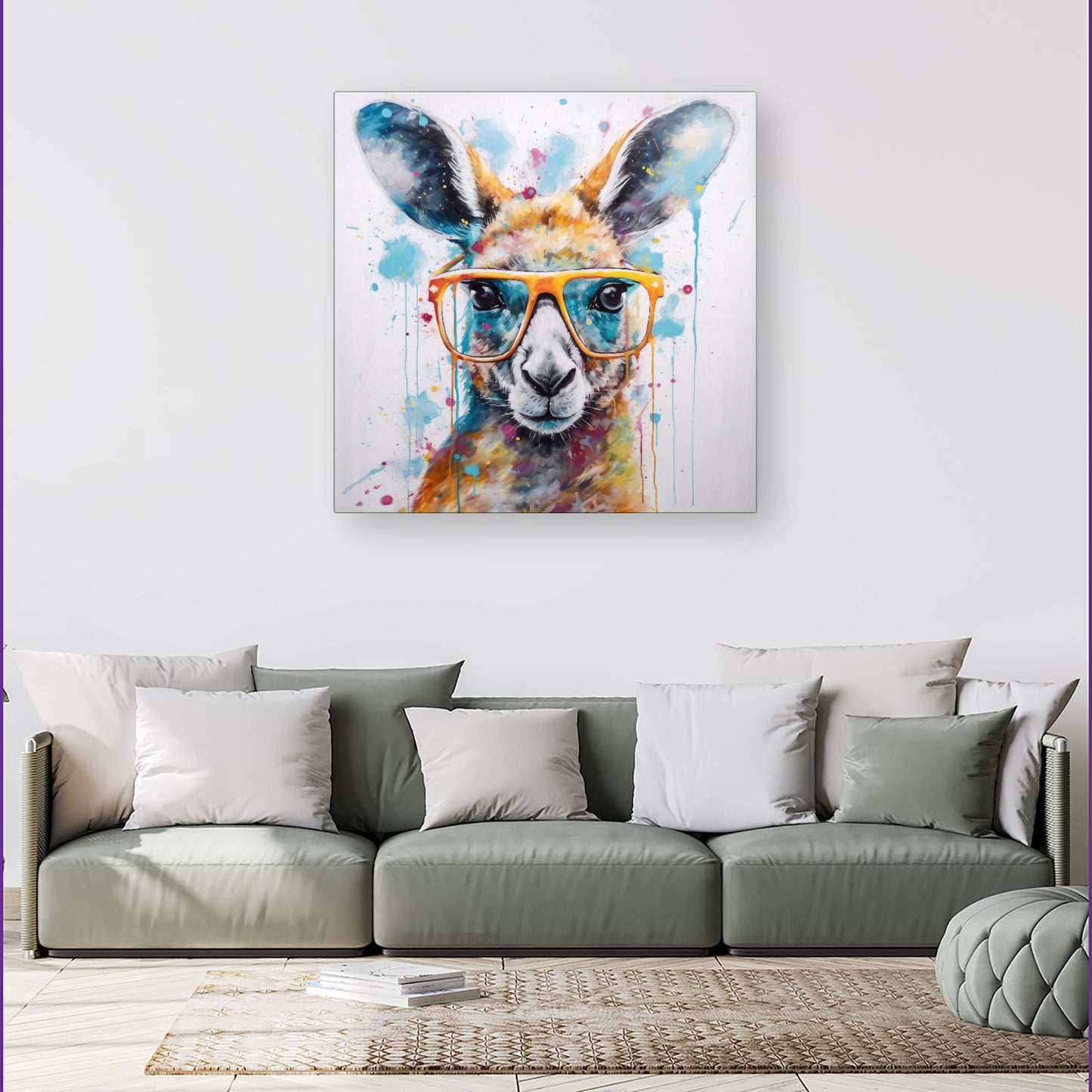 Splashart Kangaroo In Glasses Canvas
