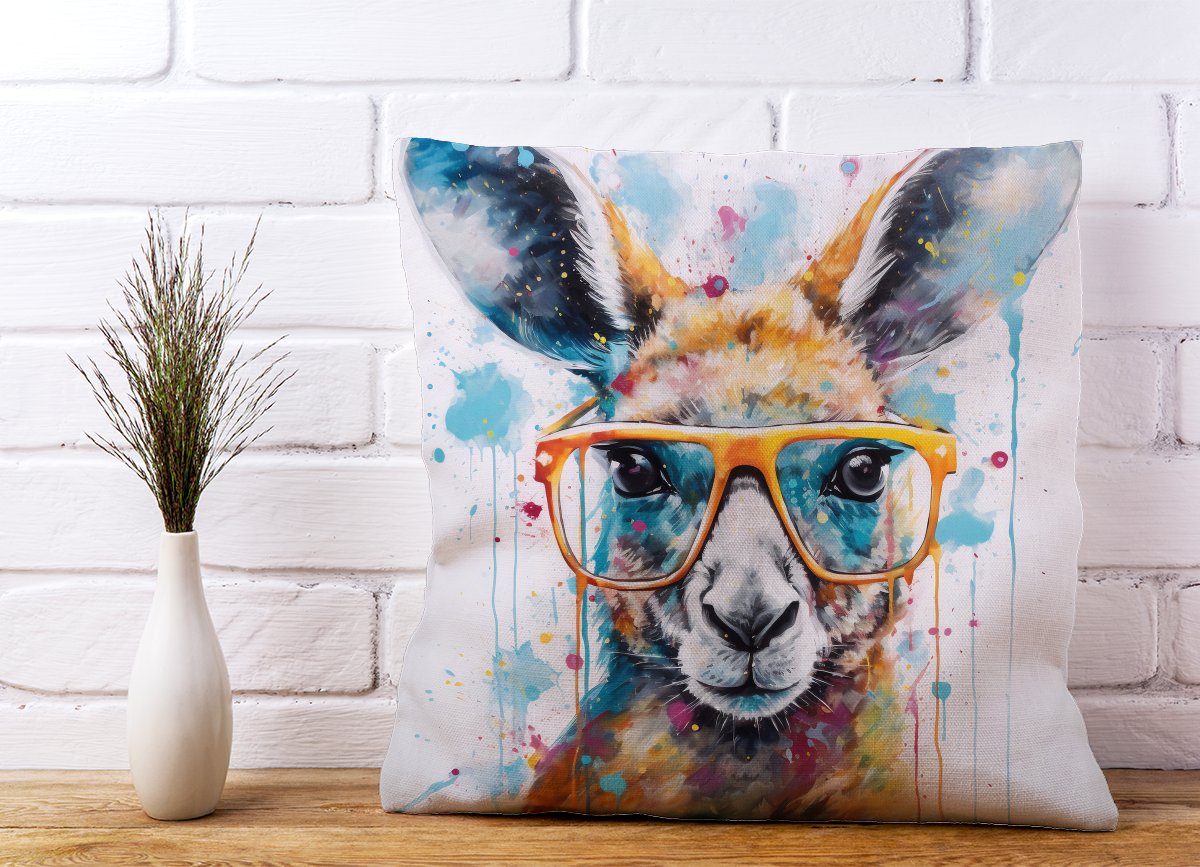 Splashart Kangaroo In Glasses Cushions