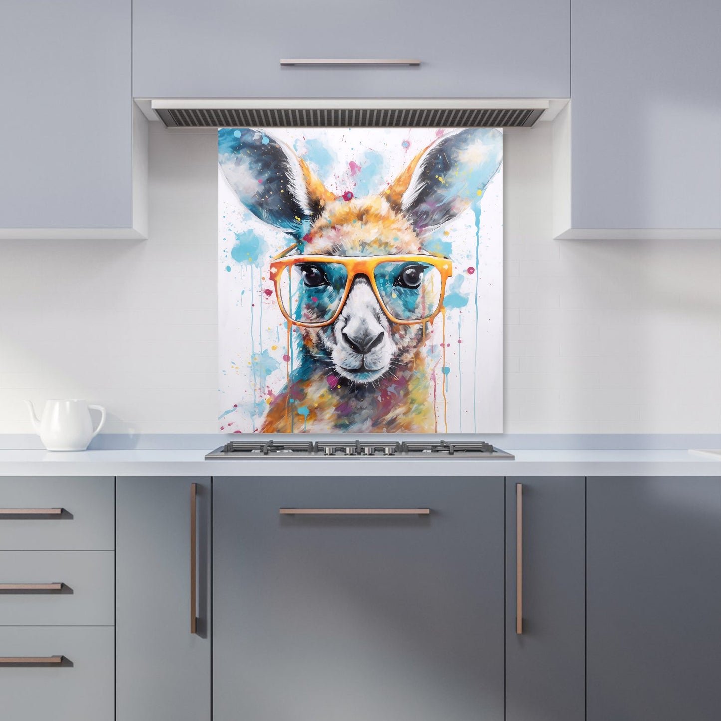 Splashart Kangaroo In Glasses Kitchen Splashback
