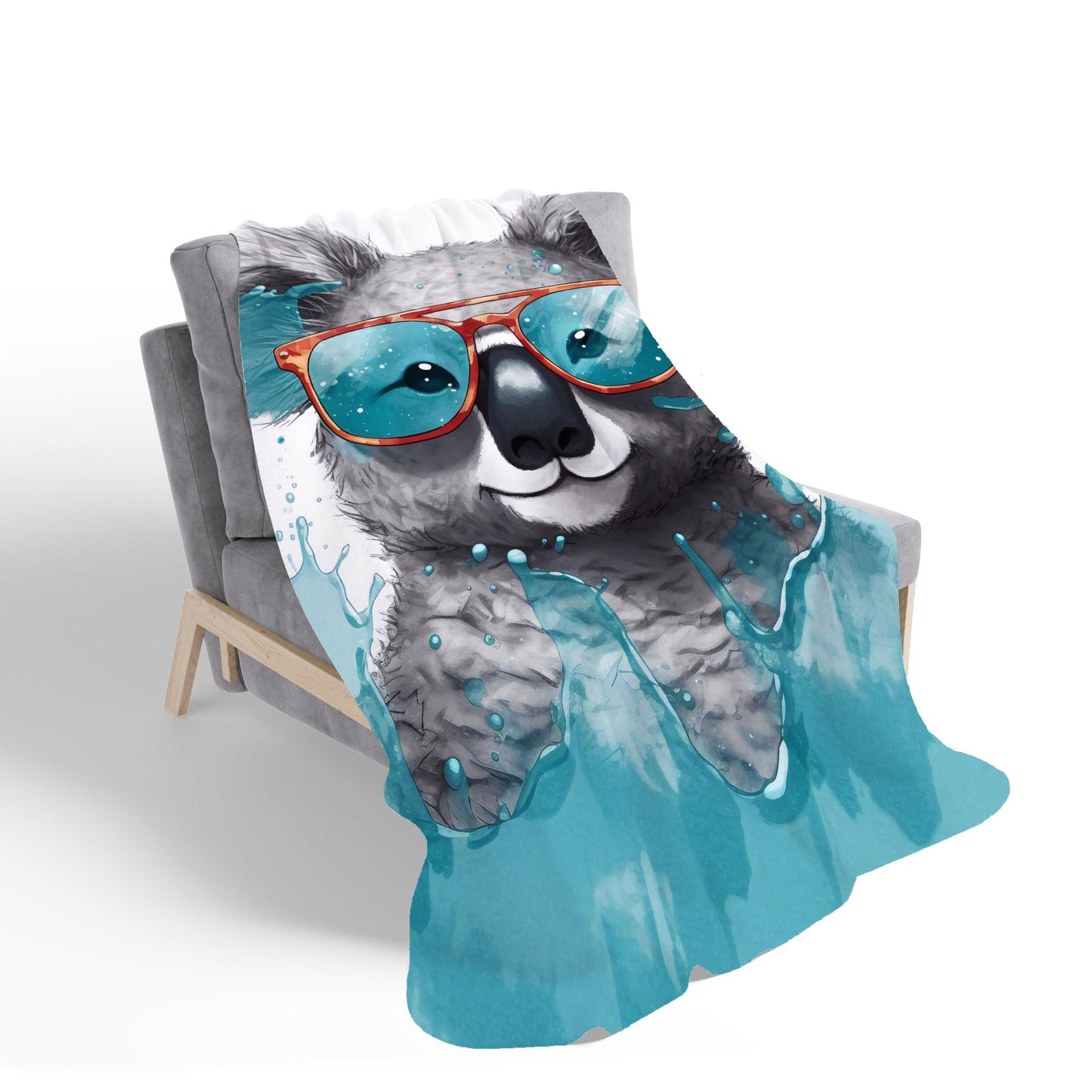 Splashart Koala In Glasses Sherpa Blanket
