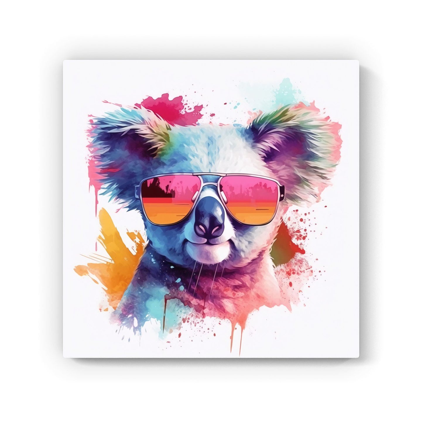 Colourful Splashart Koala In Glasses Canvas