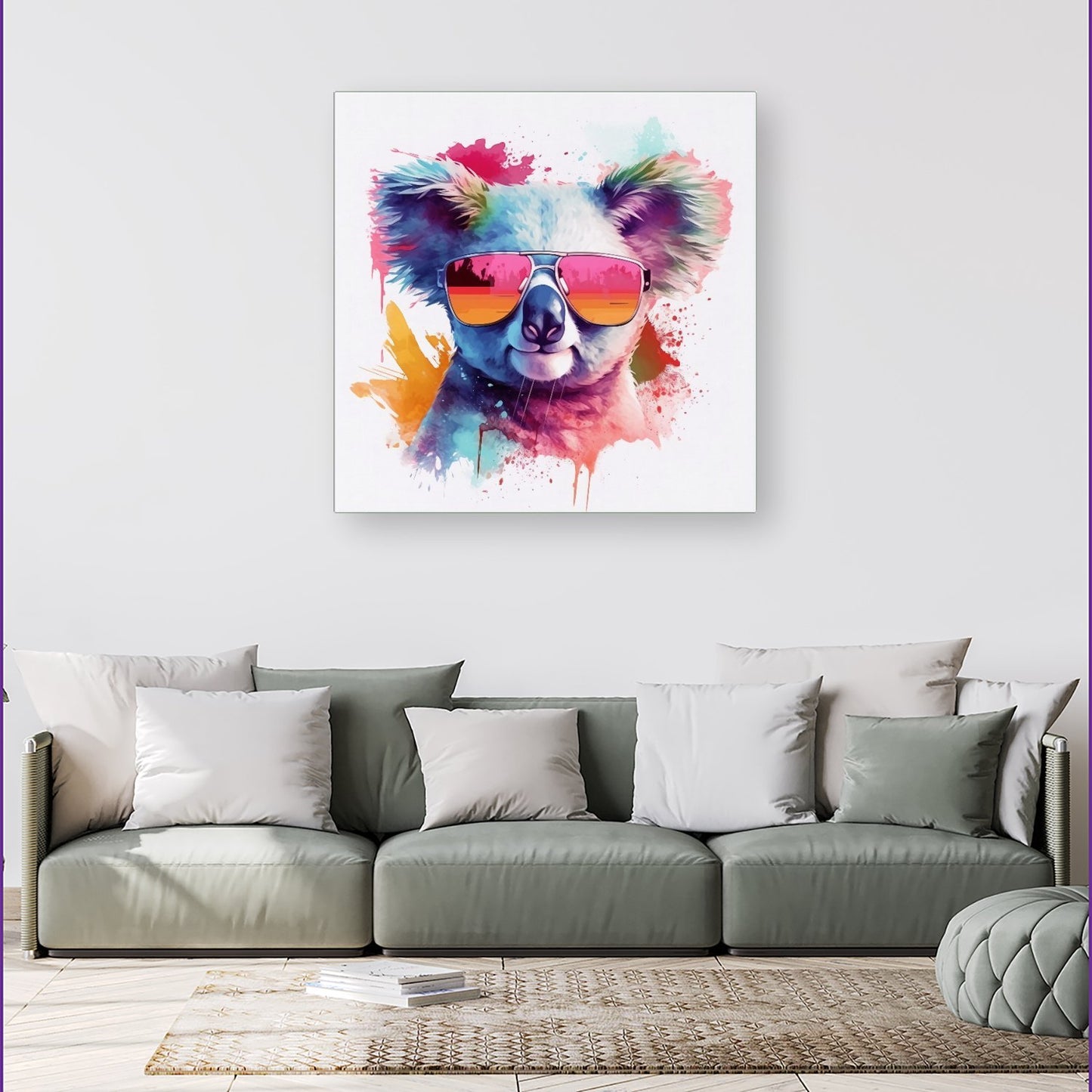 Colourful Splashart Koala In Glasses Canvas