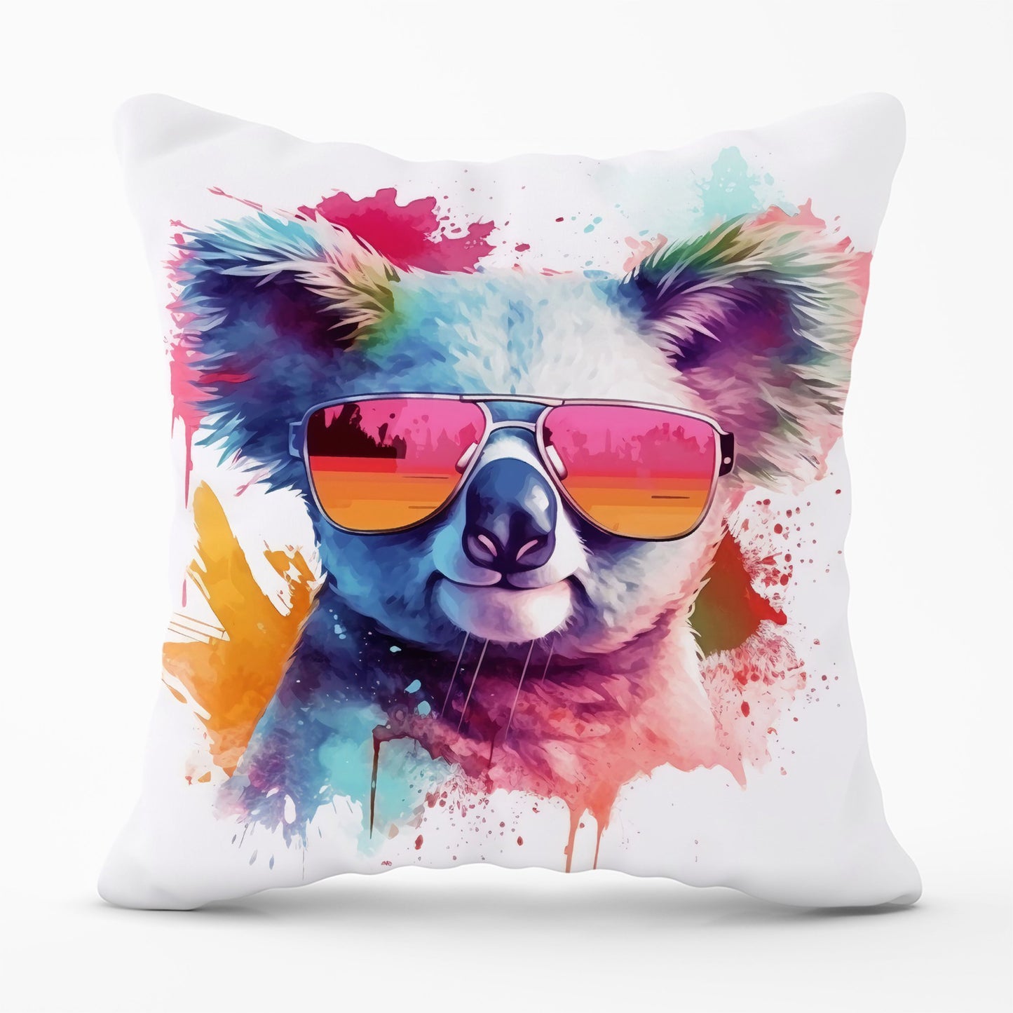 Colourful Splashart Koala In Glasses Cushions