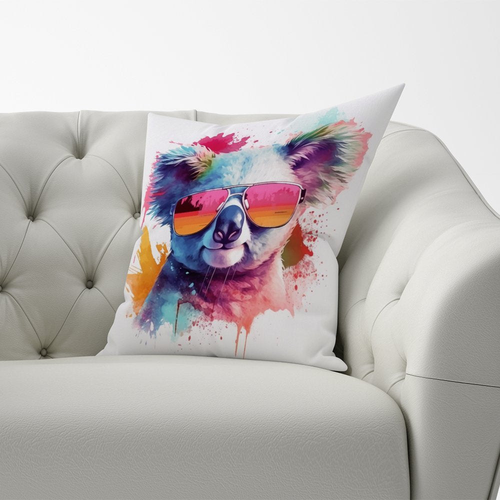 Colourful Splashart Koala In Glasses Cushions