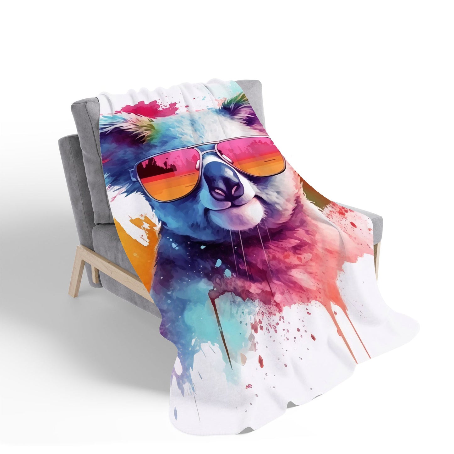 Colourful Splashart Koala In Glasses Sherpa Blanket