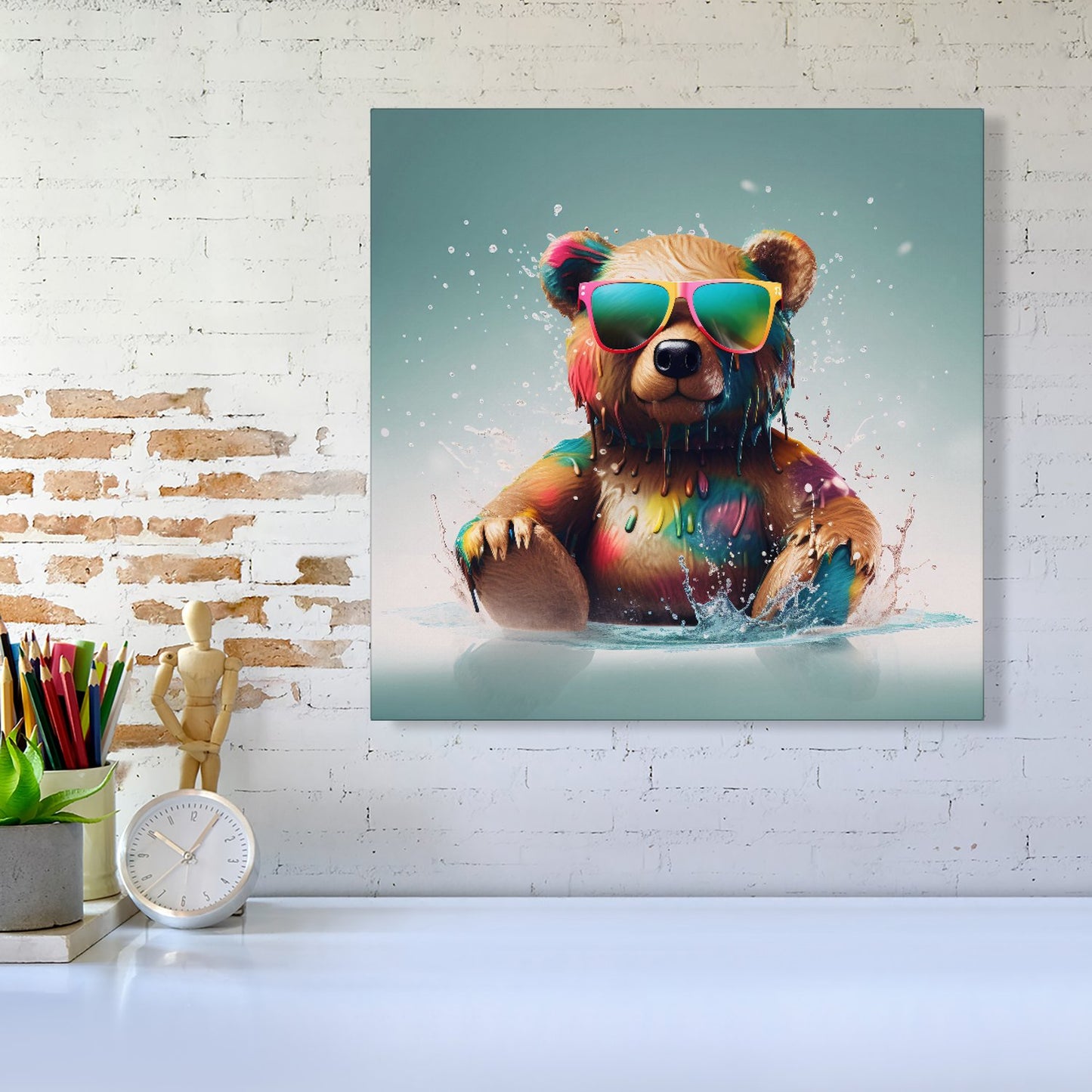 Splashart Bear In Glasses Canvas