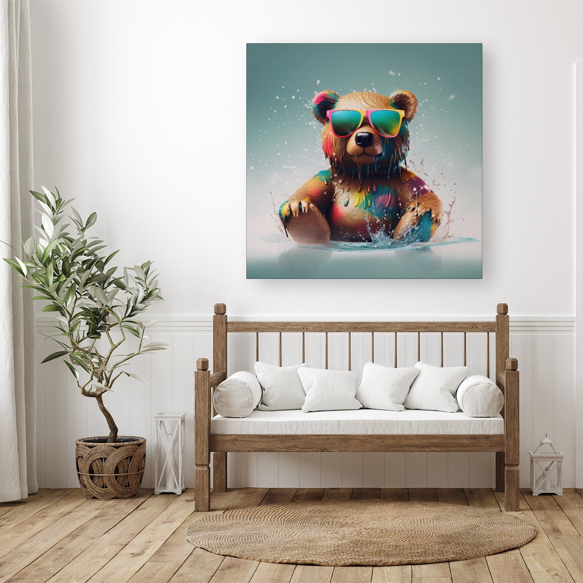 Splashart Bear In Glasses Canvas