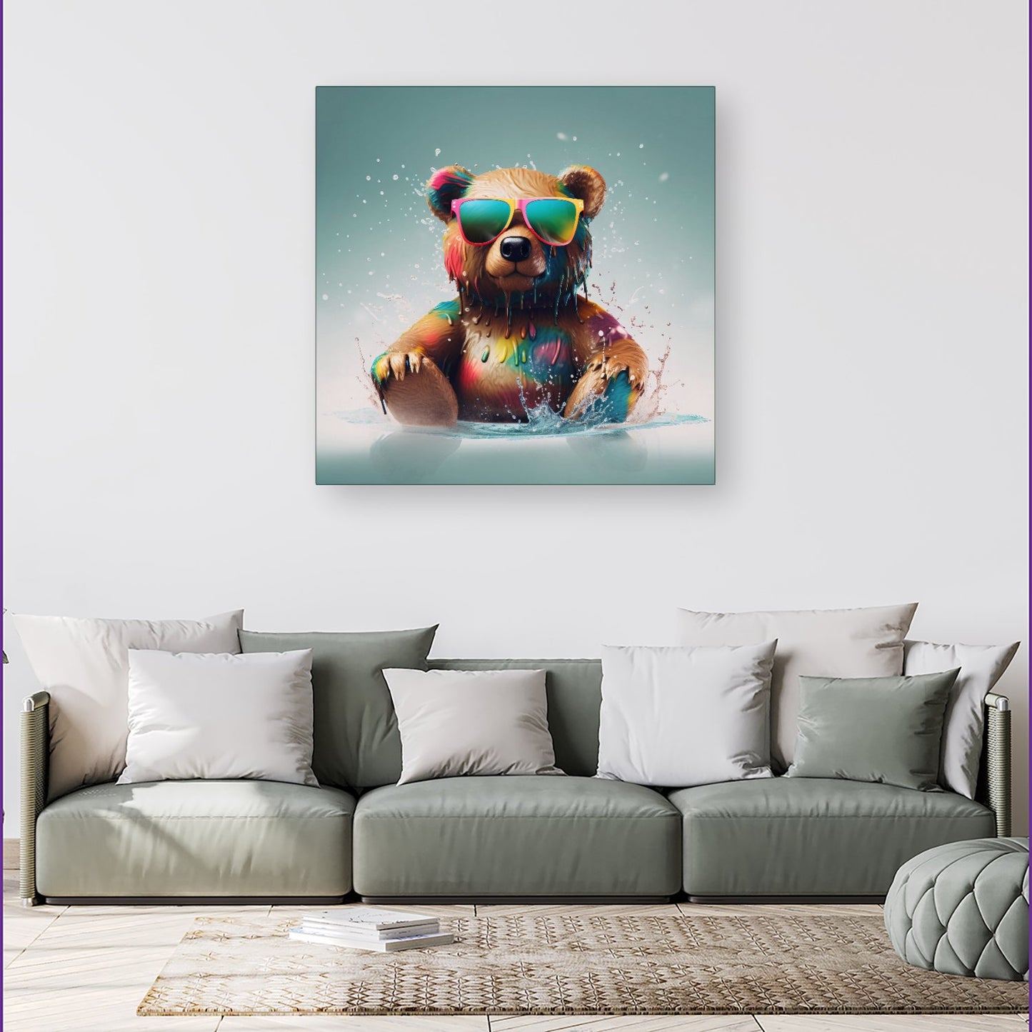 Splashart Bear In Glasses Canvas